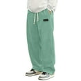 thumbnail image 2 of ZHOGXU Mens Casual Pants Drawstring Elastic Waisted Solid Color Corduroy Comfortable Trousers With Pockets For Daily Wear Light Green L, 2 of 8