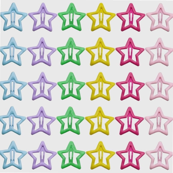 30 PACK Star Snap Hair Clips Non-slip Toddlers Colorful Cute Lovely Metal Hair Barrettes Hair Accessories for Women Girls Mixed Color(Style 2)