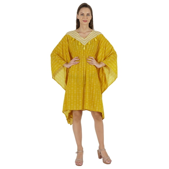 Moomaya Womens Summer Beachwear Party Kimono Kaftan Printed Caftan Gown Maxi Dress