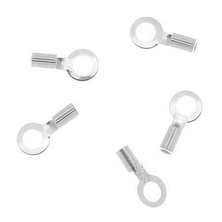 Sterling Silver Crimp Beads - Sterling Silver Cord Ends / Crimp Beads With Loop 1.7mm x 2mm - 1mm Hole(10)
