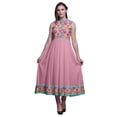 thumbnail image 1 of Bimba Robe Anarkali à Col Mandarin Imprimé Géométrique Rose Clair pour Femmes Kurta Ethnique Indienne TG, 1 of 1