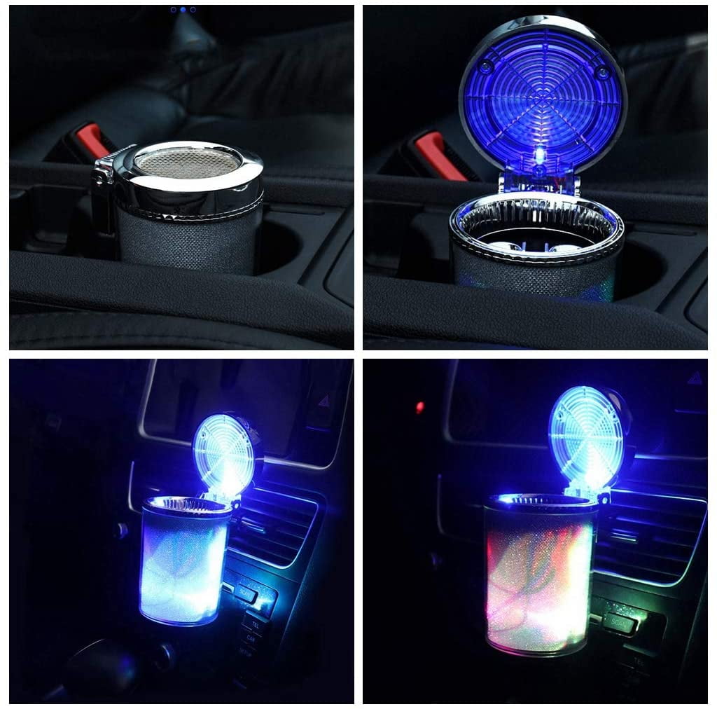 Car Ashtray Portable with Light Lighter Stand Cylinder Cup Holder