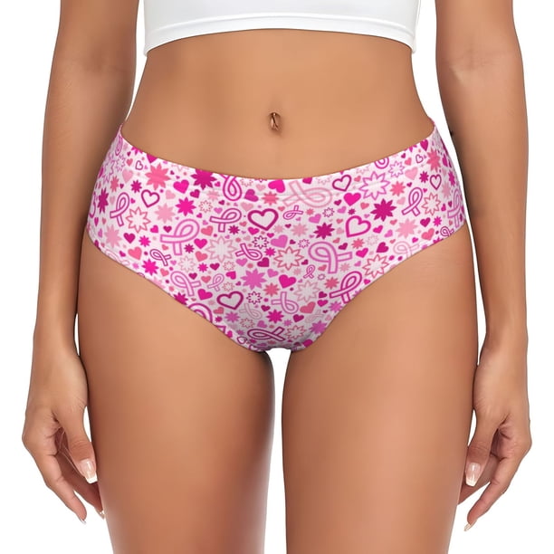 Fotbe Breast Cancer Awareness2 Calzones Estampados para Mujer – Ropa Interior de Algodón, Cómoda, Suave y Elástica-Large