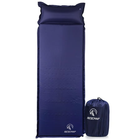 REDCAMP Self Inflating Sleeping Pad with Attached Pillow, Compact Lightweight Camping Air Mattress with Quick Flow