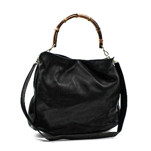 Pre-Owned Gucci Bamboo Shoulder Bag in Black Leather for Women