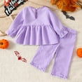 thumbnail image 5 of Jkety Baby Halloween Clothes Toddler Baby Girl Halloween Outfit Fall Pullover Sweatshirt Top Flared Pants Set Cute 2 Piece Bell Bottom Outfit Purple,2-3 Years, 5 of 7