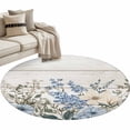 thumbnail image 2 of Round Area Rug 4ft, Watercolor Garden Flower on Wood Barn Non-Shedding Washable Area Rug, Spring Blossom Floral Non Slip Low-Profile Circle Rugs for Living Room, Bedroom Dining Room, 2 of 9