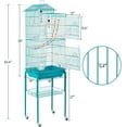 thumbnail image 3 of PetFurnishn  62.4inch Steel Roof Top Bird Cage Rolling Parrot Cage for Medium Small Birds Parakeets Canary Quaker Parrot with Stand, Teal Blue, 3 of 10