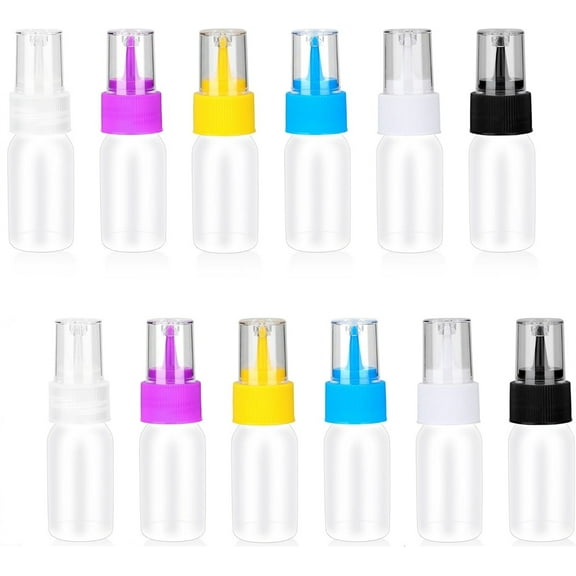 1.1x3.7In Cookie Icing Bottles,12Pcs Easy Small Squeeze Bottles for Cake Decoration,1oz/30ml Durable Multi-Color Plastic Icing Tools