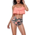 thumbnail image 3 of GYRATEDREAM Girls Women 2-Pieces Bikini Set Ruffle Bathing Suit Floral Halter Swimsuit, 3 of 7