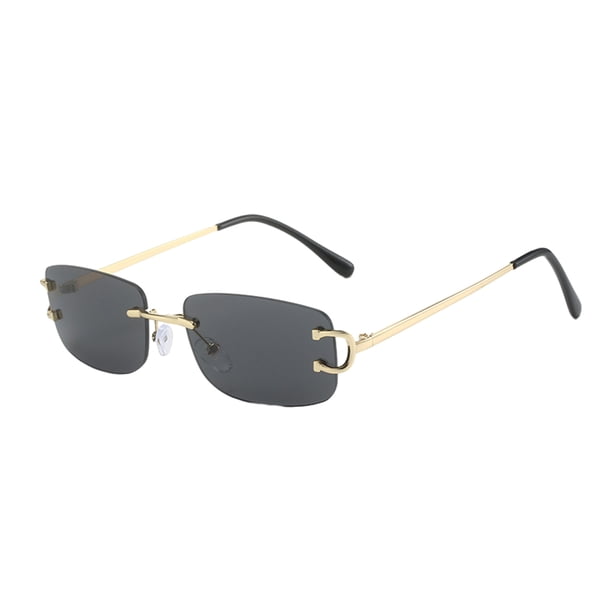 Jumpingount Gafas de sol de moda 400 marco de metal gran ángulo abierto rectangular gafas de sol gafas de sol mujeres Lentes Gris
