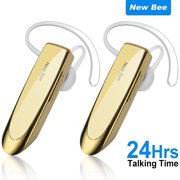 New Bee 2PC Bluetooth Headphones V5.0 Wireless (24H Talk Time/180D Standby) w/Mic, Dual Device Connectivity for iPhone/Android/Samsung/Laptop, Business Trucker Headsets(Gold)