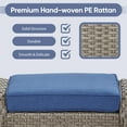 thumbnail image 6 of POCASSY Wicker Outdoor Ottoman, All Weather Gray Wicker Patio Footstools with Polyester Olefin Cushion, 250lbs Load Capacity for Porch, Balcony, Garden - Set of 2, Gray/Blue, 6 of 7