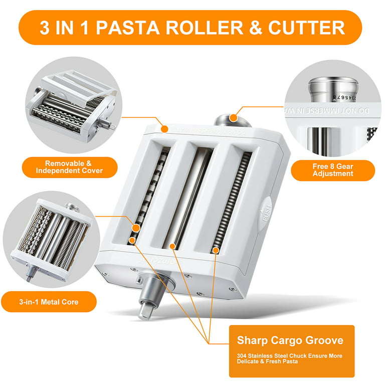 Amzchef 3 in 1 Pasta Sheet Roller Attachment Set for KitchenAid Stand  Mixer, 304 Stainless Steel Pasta Maker Accessories, Pasta Roller  Attachment, Easy to Assemble & Clean 