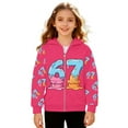 thumbnail image 4 of MEZZALL Boys Cartoon Number 67 Print Hooded Zip Up Jacket Long Sleeve Athletic Sweatshirt Outerwear Kids Leisure Tops Coats, 4 of 6