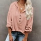 thumbnail image 2 of Blusa De Manga Larga Con Cuello En V Tops De Manga Larga Tops Con Botones De Manga Larga Blusa De Manga Larga Con Cuello En V Botón De Color Puro Casual Tops Con Capucha De Moda ANGGREK No, 2 of 8