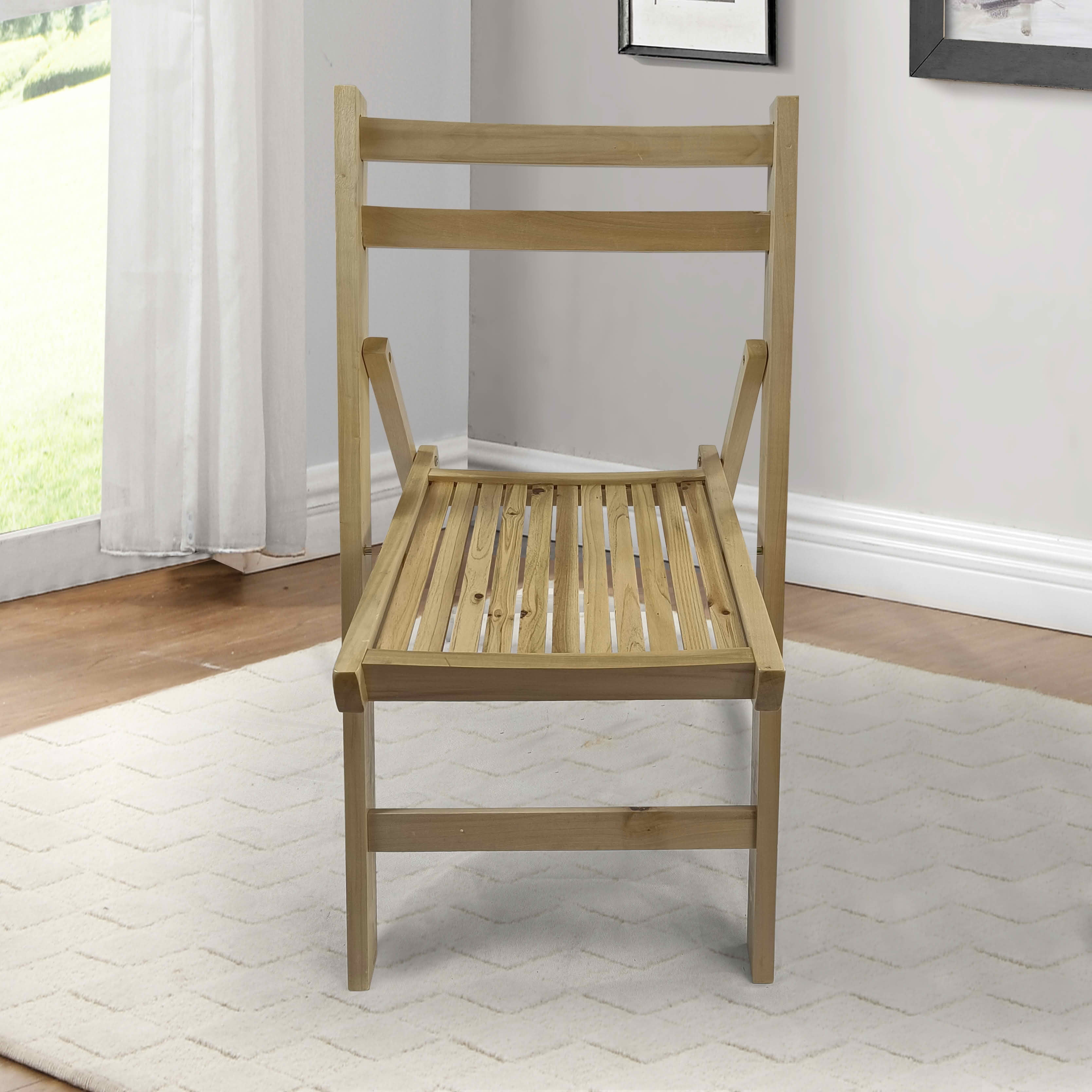 MAYEERTY Set of 4 Honey Solid Wood Slatted Folding Chairs, Portable Foldable Event Dining Chairs for Indoor Outdoor Wedding Kitchen Balcony, Holds 200 LBS