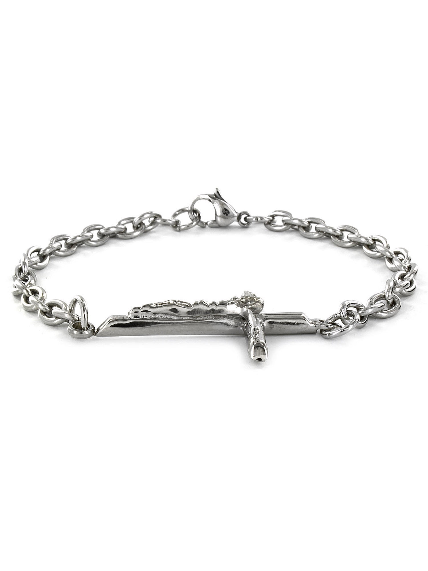 Coastal Jewelry Large Sideways Crucifix Cross Stainless Steel