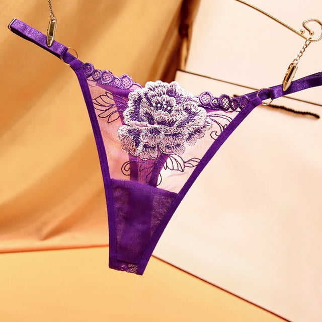 Elegant Women’s Underwear Set Exquisite Embroidered Thong with Low Rise Cutout Design for Everyday Comfort and