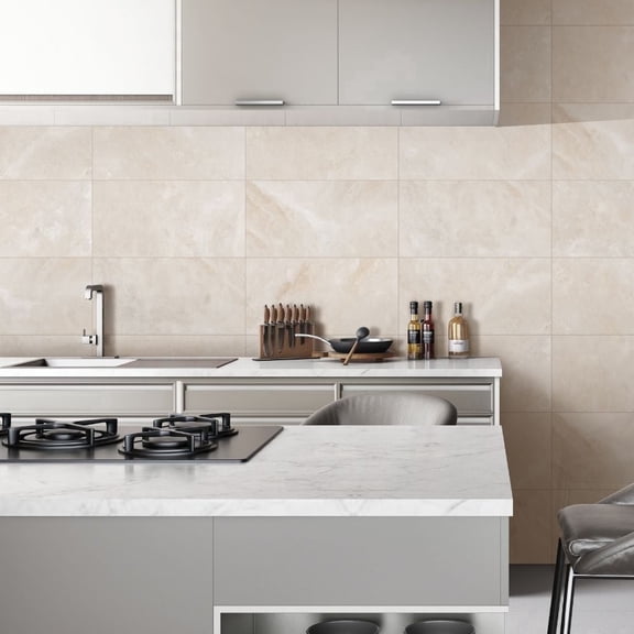 The Tile Life Nimbus 4" x 4" Crema Polished Porcelain Tile Sample