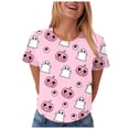 thumbnail image 3 of CAICJ98 Women Halloween Shirt Pumpkin T-Shirt Gift Spooky Graphic Tees Short Sleeve Fall Tops Womens Halloween Tshirt (Pink,L), 3 of 3