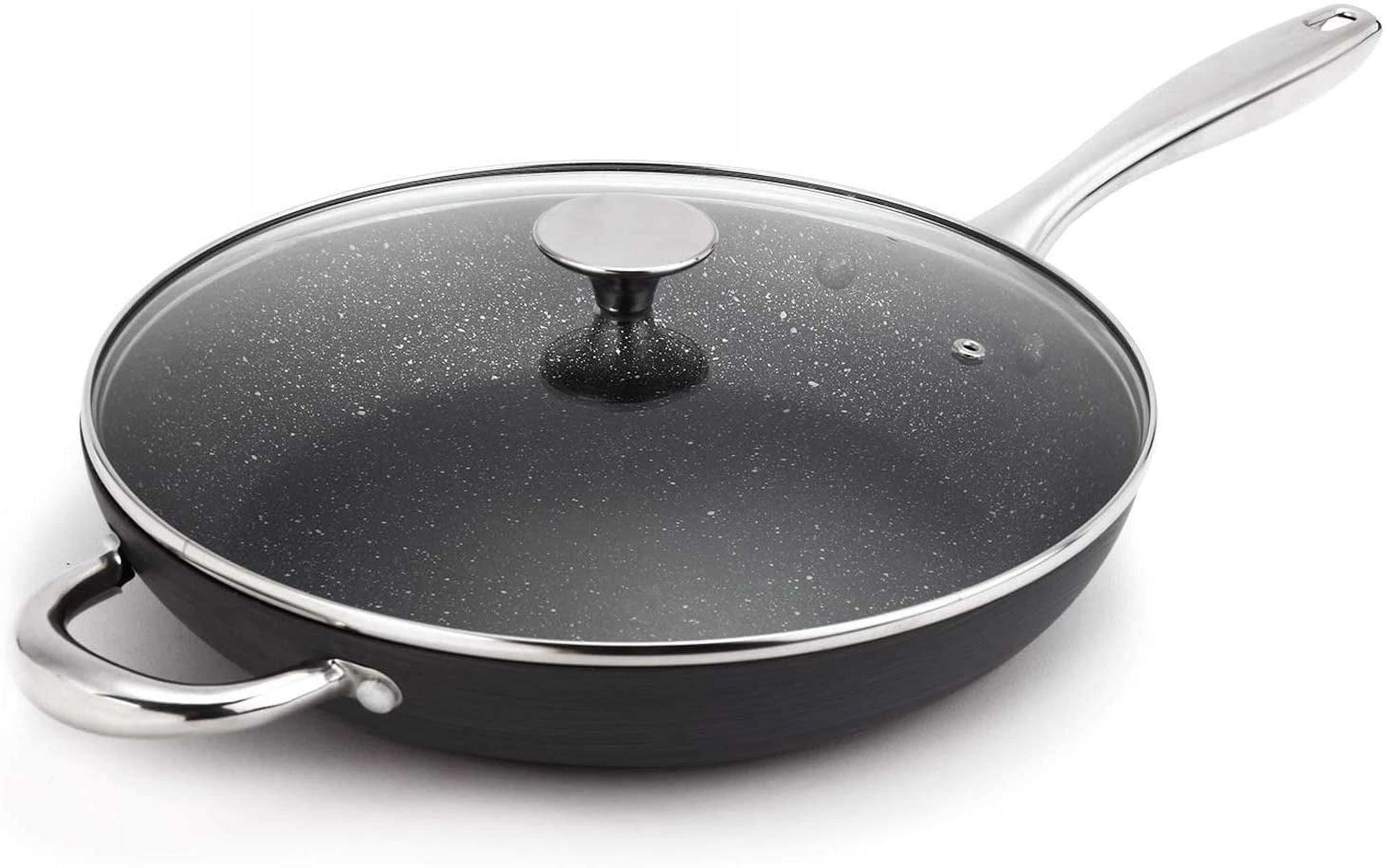 11.02 inch Stainless Large Frying Pan Nonstick Frying Pan w/ Lid +