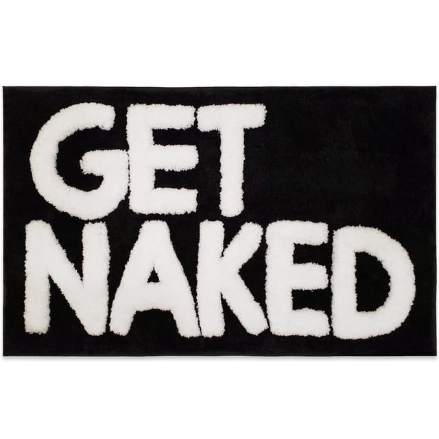 Alfombra de baño New Mungo Get Naked negra, 31 x 20 cm, poliéster