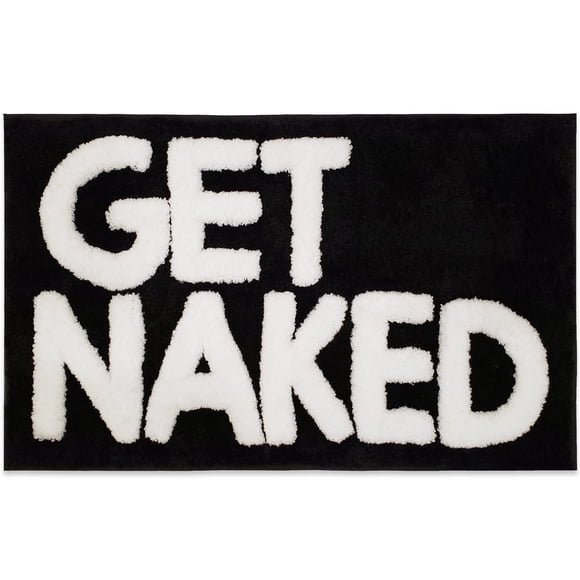 Alfombra de baño New Mungo Get Naked negra, 31 x 20 cm, poliéster