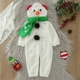 thumbnail image 3 of Disfraz de muñeco de nieve navideño para bebés y niños pequeños, mono de muñeco de nieve con capucha y bufanda, ropa de bebé de felpa polar cálida para Navidad, ropa de bebé de invierno para recién, 3 of 7