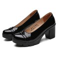 thumbnail image 7 of DADAWEN Women's Mary Janes Platform Pumps Mid-Heel Round Toe Slip-on Uniform Oxfords Dress Shoes Black 6 US, 7 of 7