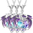 thumbnail image 2 of Cadenas con Dije Hermosos DragónNeck01 3 Pzas Collar Dragón/Corazón Plata/Morado Metal. High Monaco MXRGK-003, 2 of 5