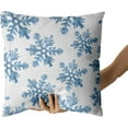 thumbnail image 3 of Light Blue Snow Flakes Winter Pillow Covers 20X20 Inch Set of 2 Falling Snowflakes Crystal Christmas White Pillow Cases Xmas Holiday Cotton Cushion Case Farmhouse Home Decor For Couch Sofa Outdoor, 3 of 6