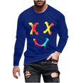 thumbnail image 2 of Haoxianjian Black T Shirts For Men Oversized Tshirts For Men Fashionable Men'S Printed Top With Long Sleeved Round Neck And Smiling Face Printed Top/Shirtx Men'S Loose Fitted Lightweight Long-Sleeve O, 2 of 4