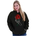 thumbnail image 3 of Cool Skeleton Hand Holding a Rose Unisex Plus Fleece Graphic Hoodie Brisco Brands 3X, 3 of 6