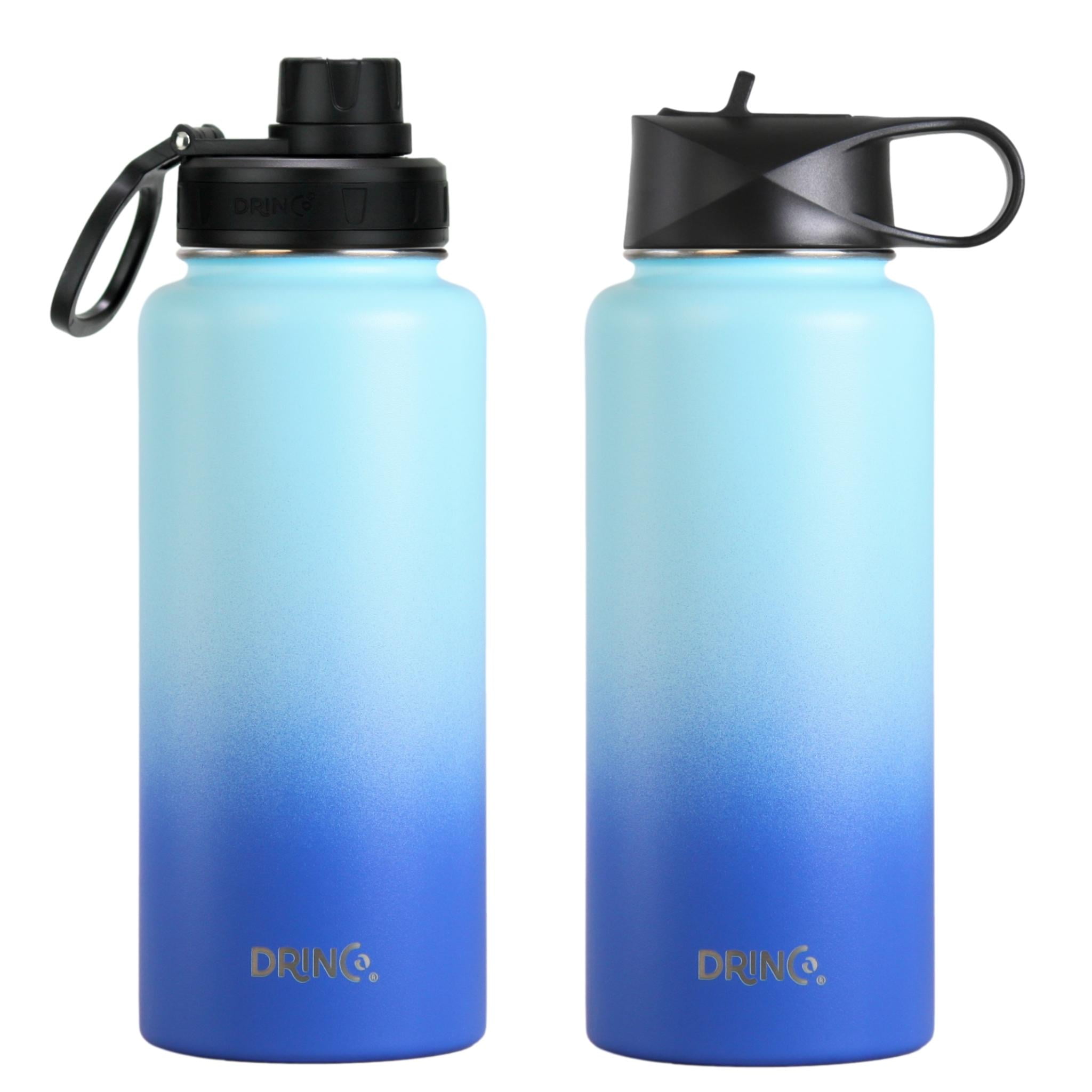 GreEco Double Wall Vacuum Flask, Insulated 18/8 Stainless Steel Water  Bottle, Hydration Bottle, 32 OZ, Light Blue