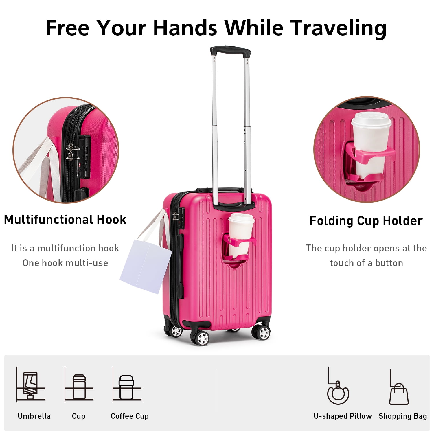 WEPLUS 20" Expandable Carry-On Luggage Set 3-Piece with Duffel Bag and Toiletry Bag