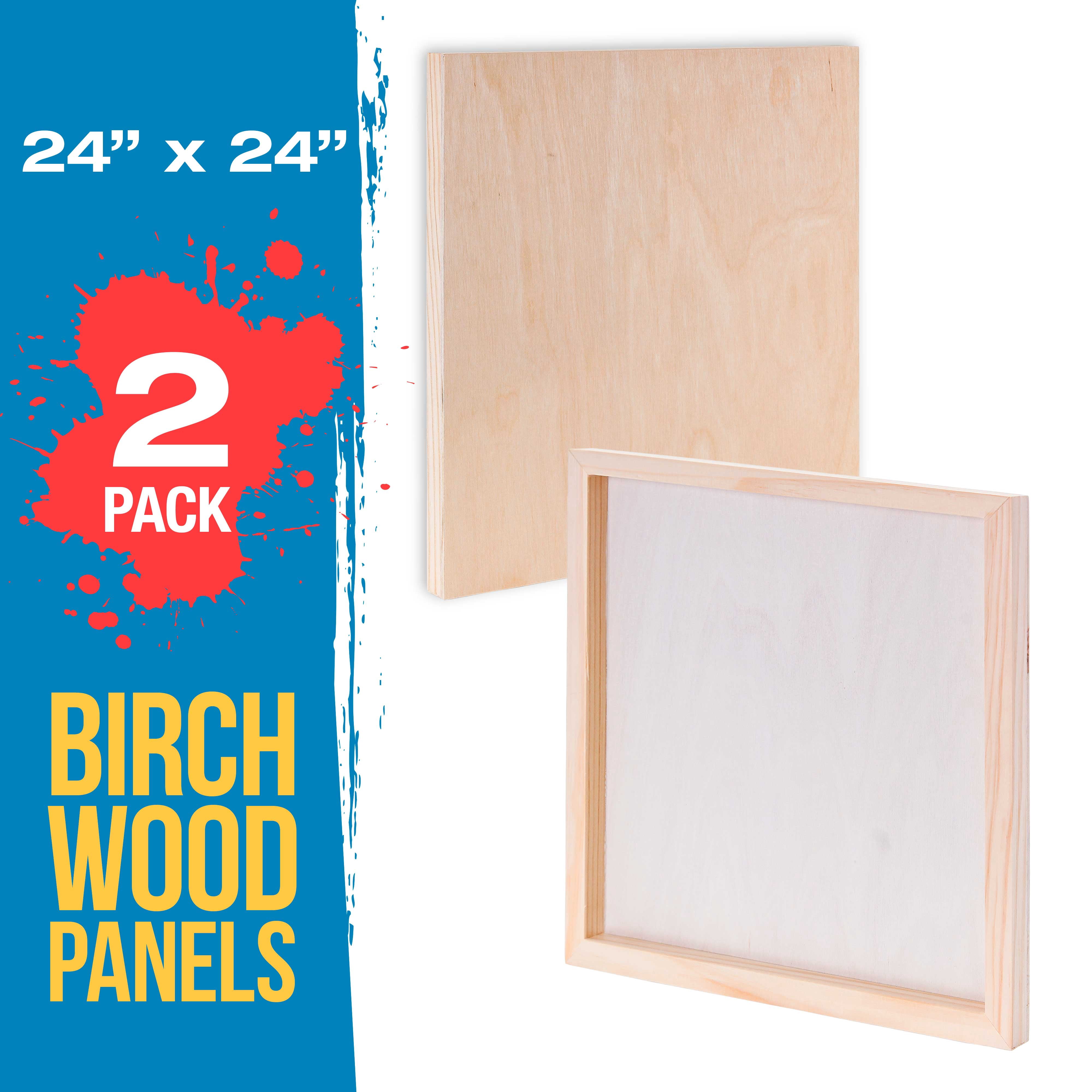 U.S. Art Supply 24" x 24" Birch Wood Paint Pouring Panel Boards, Studio 3/4" Deep Cradle (Pack of 2) - Artist Wooden Wall Canvases - Painting Mixed-Media Craft, Acrylic, Oil, Watercolor, Encaustic
