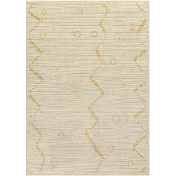 Hauteloom Kasia Wool Living Room, Bedroom Area Rug - Contemporary - Bone - 2' x 3'