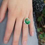 Green Lantern Cute Chibi Character Silver Plated Adjustable Novelty Ring