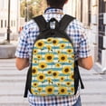 thumbnail image 2 of Geaub white blue striped sunflower ultimate comfort and style: the perfect compact backpack for college, commute, travel, and everyday use, 2 of 2