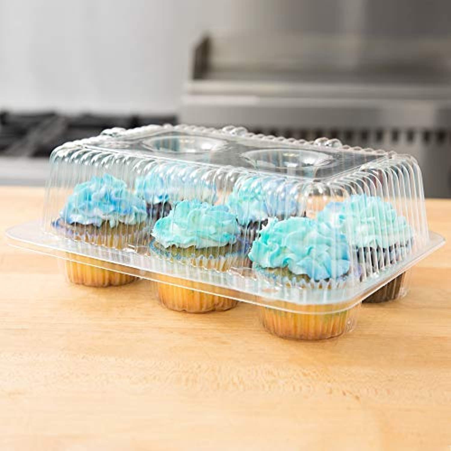 Clear Plastic Cupcake Cake Muffin Dome Holder Box Container Carrier Green 