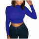 thumbnail image 1 of Mujeres Sexy Color sólido Crop Workout Manga larga O-cuello Camisas Blusa casual Tops Fridja ghj987+502, 1 of 9