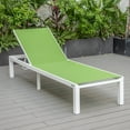 thumbnail image 4 of LeisureMod Marlin Modern White Aluminum Outdoor Patio Chaise Lounge Chair with Square Fire Pit Side Table Perfect for Patio, Lawn, and Garden (Green), 4 of 21