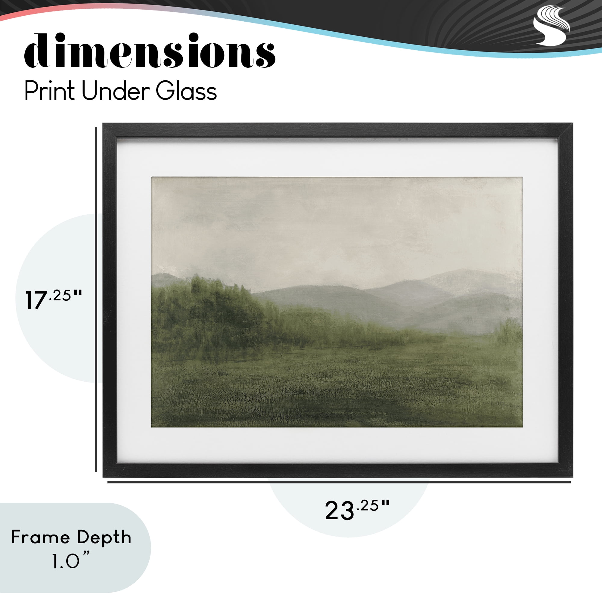 Stupell Industries Fog Green Countryside Black Framed Print Under Glass, design by Walt Johnson