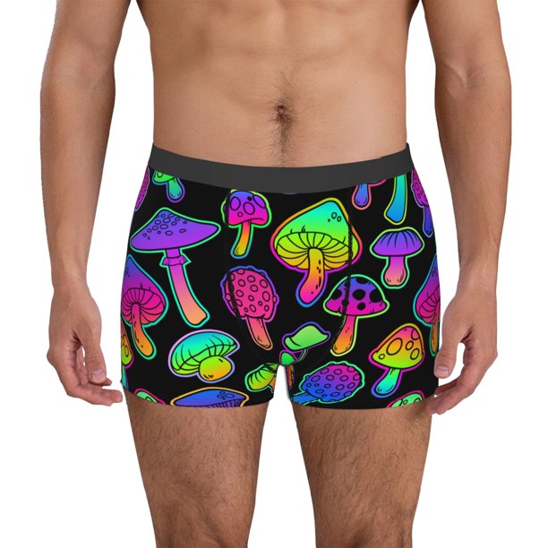 Balery Bright Mushrooms Calzoncillos bóxer para hombre, ropa interior de algodón suave y transpirable con cinturilla de nailon-XX-Large