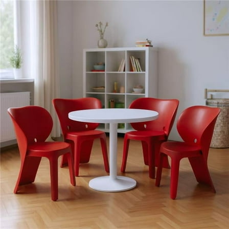 HomeRoots 554660 Red Heavy Duty Plastic Juvenile Chairs - Set of 4