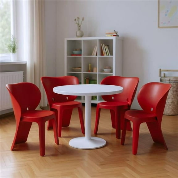HomeRoots 554660 Red Heavy Duty Plastic Juvenile Chairs - Set of 4