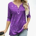thumbnail image 5 of Heisall Womens Shirts Button Front V Neck 3/4 Sleeve Raglan Sleeve Loose Fit Casual Tops Blouses, 5 of 8