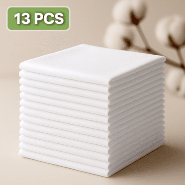 Celectigo Handkerchiefs for Men — 13Pcs White Men's Handkerchiefs, Cotton Machine Washable Pocket Square Hankies for Men, Women