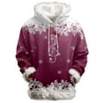 thumbnail image 4 of Women's Christmas Hoodie 2025 Fashion Long Sleeve Trim Snowflake Graphic Hooded Sweatshirt with Pockets Xmas Pullover Top, 4 of 4